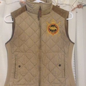 Tan Ralph Lauren Emblemed Puffer Vest